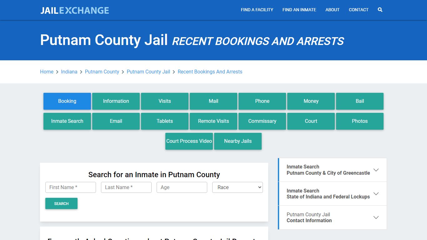 Putnam County Jail Recent Bookings And Arrests - Jail Exchange